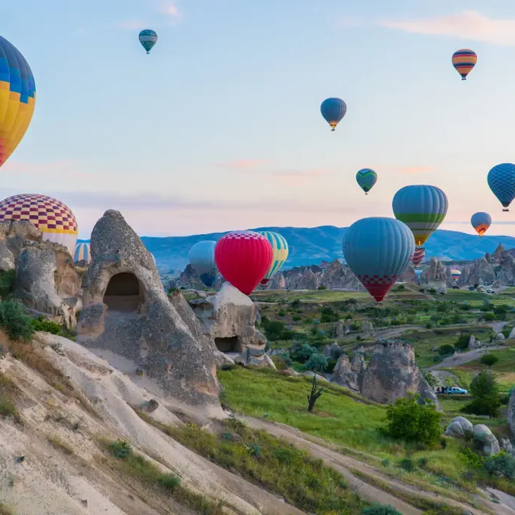 Hot air balloon watching sunrise