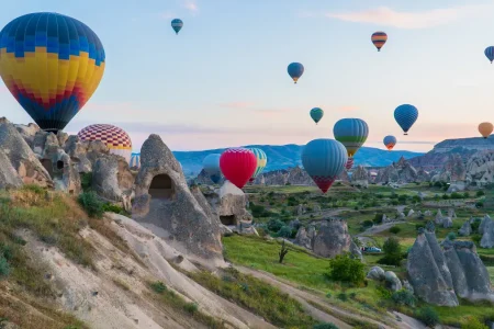 Hot air balloon watching sunrise